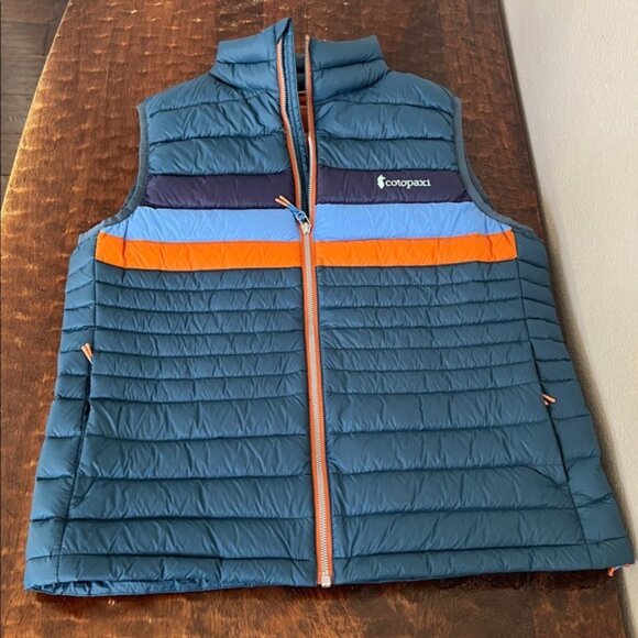 COTOPAXI Fuego Down Vest Blue Orange Indigo Stripes Women's Size Large - Picture 4 of 13